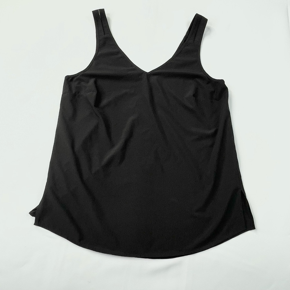 Athleta Black Feather Weight Stretch Voyager Flowy V-neck Tank Top Size XS